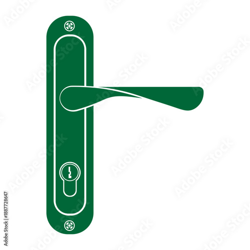 vector illustration showing door handle and keyhole in silhouette style
