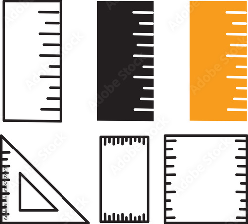 Measurement and dimension set. Creative construction and design symbols. High-quality precision measurement icons. Modern industrial and math signs