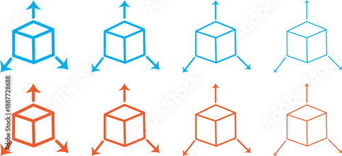 Minimalist dimension line icons. Professional measurement and size symbols. Modern blueprint and engineering icons collection,

