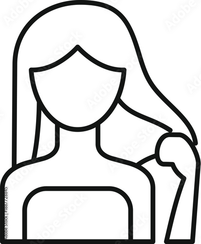 Woman icon showing long hair gently held by a hand, symbolizing beauty and care