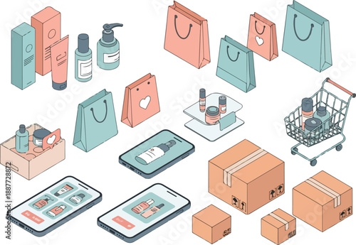 E-commerce Online Shopping Isometric Vector Illustration