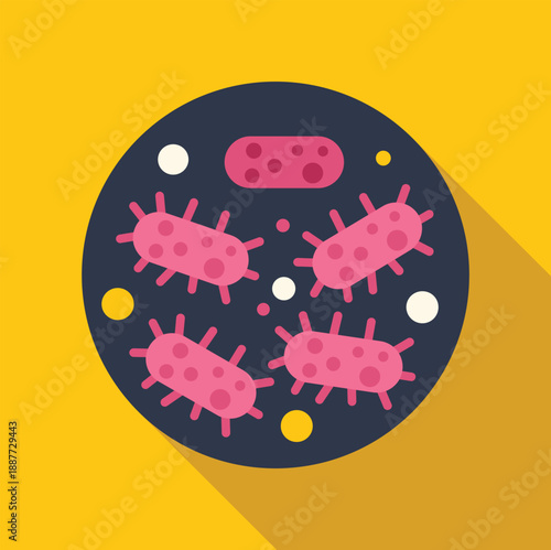 Microorganisms multiplying inside a petri dish, illustrating bacteria and scientific research
