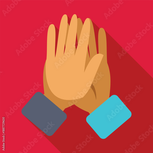 Hands clapping together, expressing congratulations and praise in a dynamic flat design style