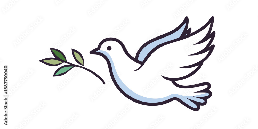 Obraz premium Flying dove with olive branch
