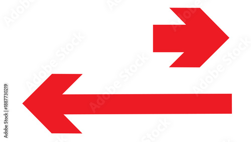 Free Download Red arrow pointing left, smaller red arrow pointing right, on white background, vector graphic representing contrast or different scales - GFXLoad