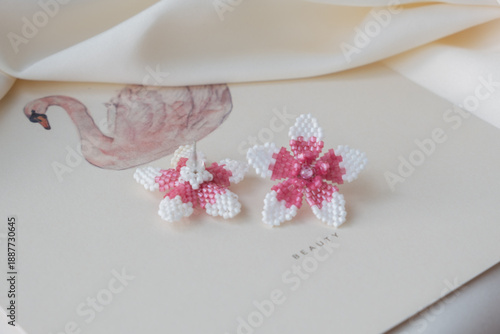 Photography beaded flower earrings