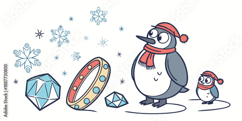 Winter penguin celebration