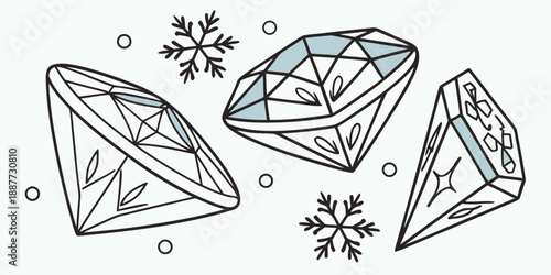 Illustration of diamonds with snowflakes