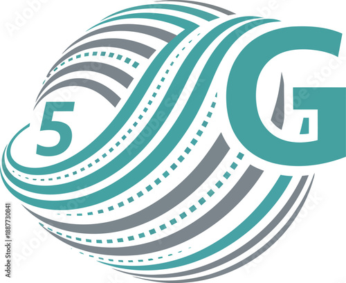 Modern 5G Technology Logo with Abstract Globe Connectivity Concept