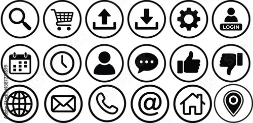 Digital Interface Icons: A comprehensive set of universally recognized icons, meticulously designed for seamless navigation and user-friendly interaction.