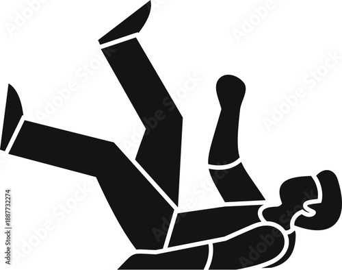 Silhouette icon representing a person falling, symbolizing accident, danger, and safety warnings