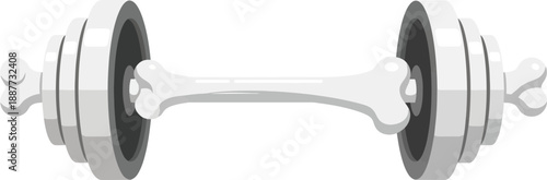 A cartoon barbell features a central bone replacing the bar, suggesting strength training for pets or humorous fitness.