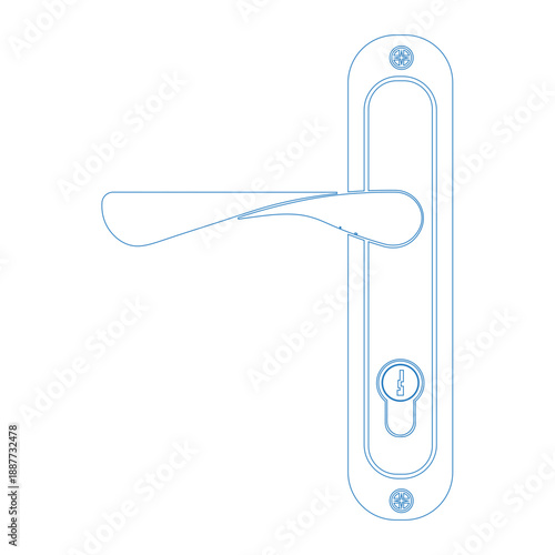 vector illustration showing door handle and keyhole in silhouette style