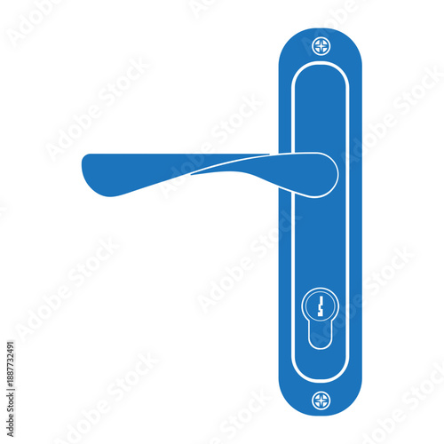 vector illustration showing door handle and keyhole in silhouette style