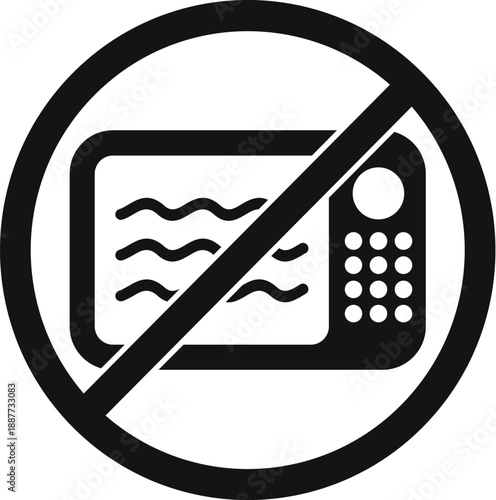 Microwave oven symbol with a diagonal line indicating no microwaving
