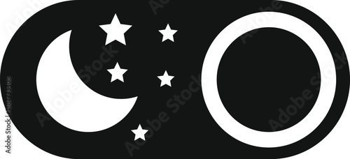 Interface button changing between dark night theme with moon and light day theme with sun