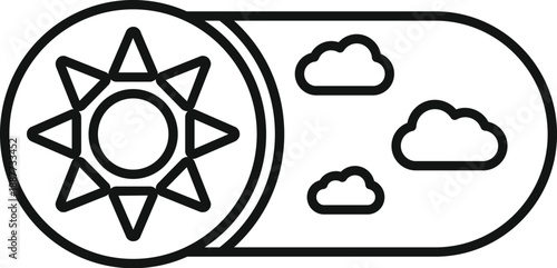 Line art icon illustrating a toggle switch for day versus weather