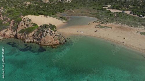 Wallpaper Mural Drone flying over a spectacular sandy beach with transparent sea and lush vegetation Torontodigital.ca
