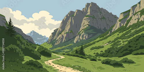 Serene mountain valley