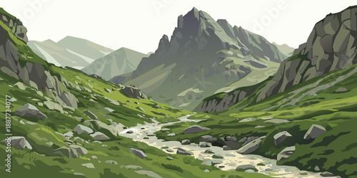 Serene mountain valley