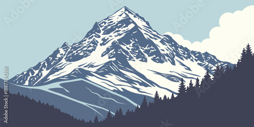 Majestic snow-capped mountain landscape