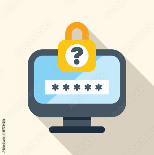 Computer screen displaying a password input field with a padlock and question mark icon