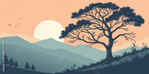 Serene sunset landscape