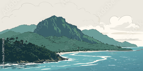 Serene coastal landscape