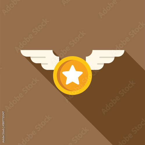 Gold coin with star and wings representing flying money or bonus points
