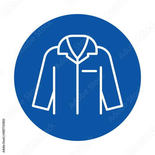 Simple Line Art of Classic Sleep Shirt on Circular Blue Background
