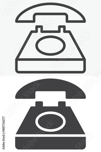 Classic telephone handset icon in different style set. Line and outline, solid version vector icon with editable stroke. Call sign and symbol for phone icon.