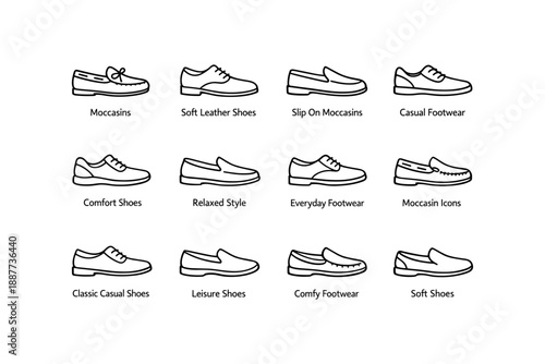 Variety of casual moccasins and slip-on shoes in relaxed styles