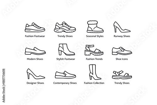 Diverse footwear collection: sneakers, boots, sandals, loafers, and heels