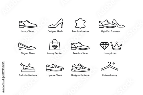 Luxury footwear and fashion icons collection with designer shoes and elegant accessories