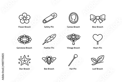 Elegant brooch and pin collection featuring vintage and modern designs