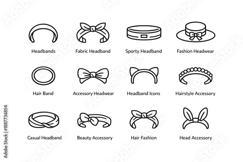 Stylish headbands hat hair band icons fashion accessories collection
