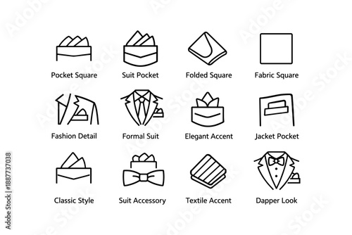 Illustrated guide to pocket square styles: folded, classic, and elegant suit accessories