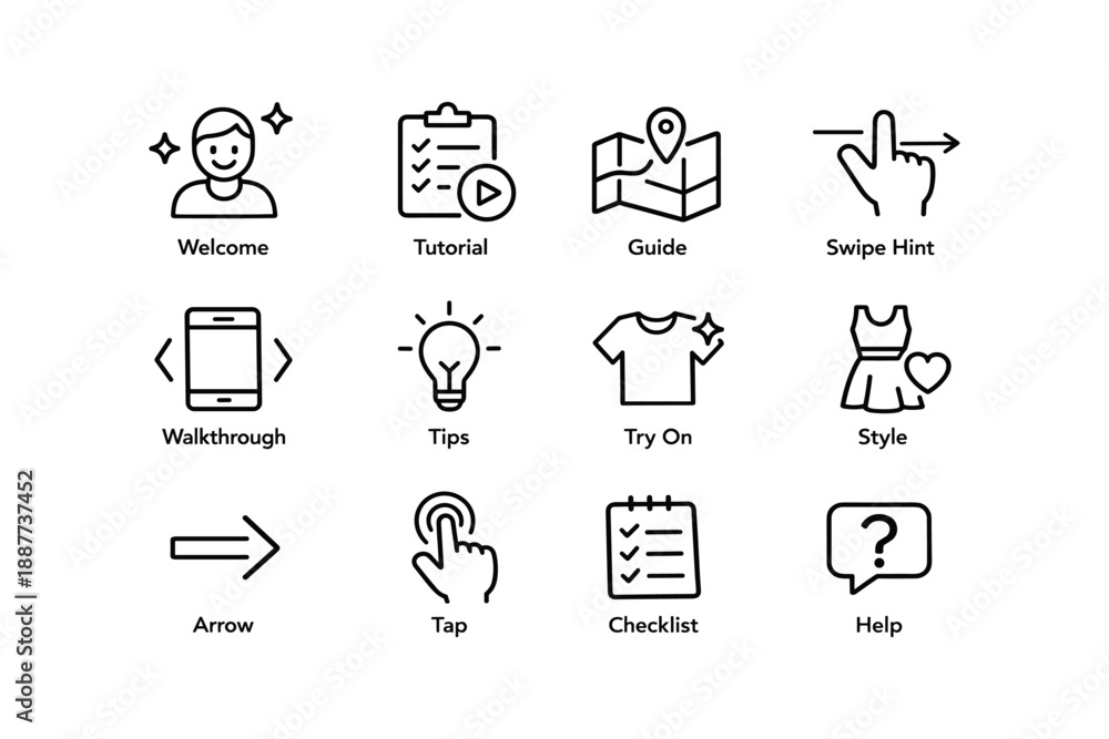 Fototapeta premium Interactive interface icons for tutorials and guides