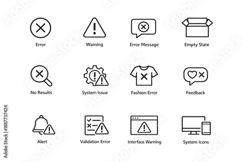System icons: error, warning, alert, feedback, interface