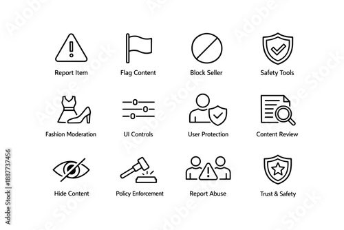 Ui icons for content management and safety tools