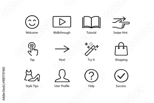 User interface icons for navigation and features