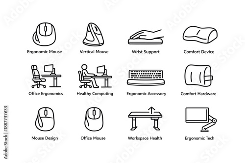 Ergonomic office accessories: mouse, keyboard, and comfort devices for healthy computing
