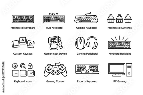 Gaming devices and accessories: keyboards, controllers, headsets, custom keycaps, esports gear