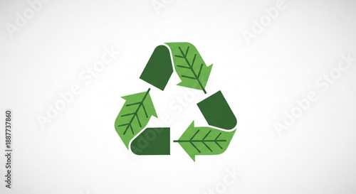 Green recycling symbol with leaves on white background eco friendly concept for sustainability and environmental conservation