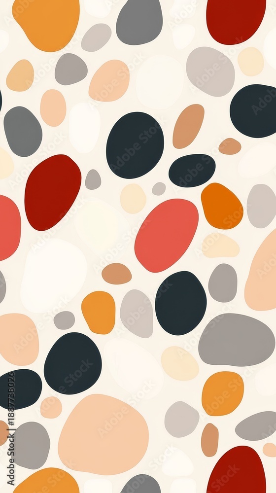 Fototapeta premium Vibrant natural pebble pattern showcasing an intricate arrangement of diverse colors and textured stones forming an appealing background surface art.