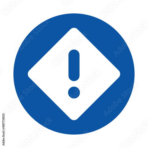 Attention Symbol in White on Blue Background for Alert and Warning Signage