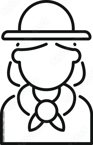 Girl scout character icon presenting outdoor activity and youth organization concept