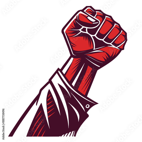 Clenched fist in sleeve