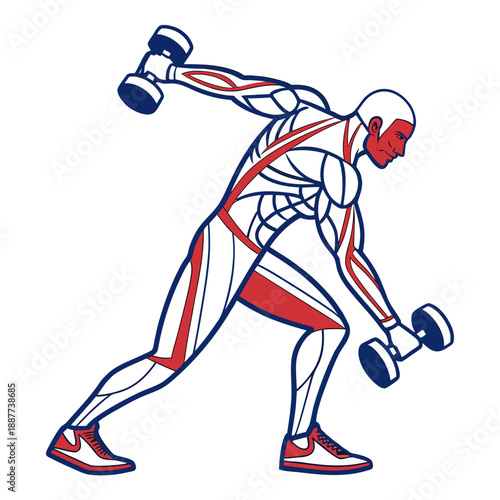 Illustration of an athlete lifting weights