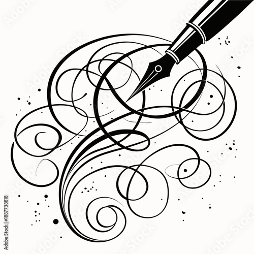 Calligraphic art with fountain pen